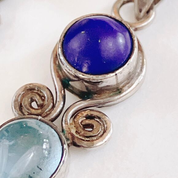 VTG Sterling Silver Pendant Necklace & Earrings Set, Topaz & Glass Stones, Y2K - Picture 10 of 12